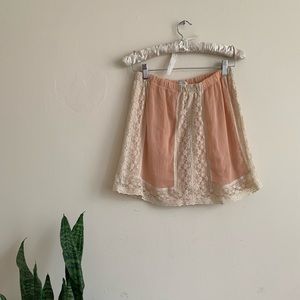 Urban Outfitters Kimchi Blue Peach Lace Slip Skirt